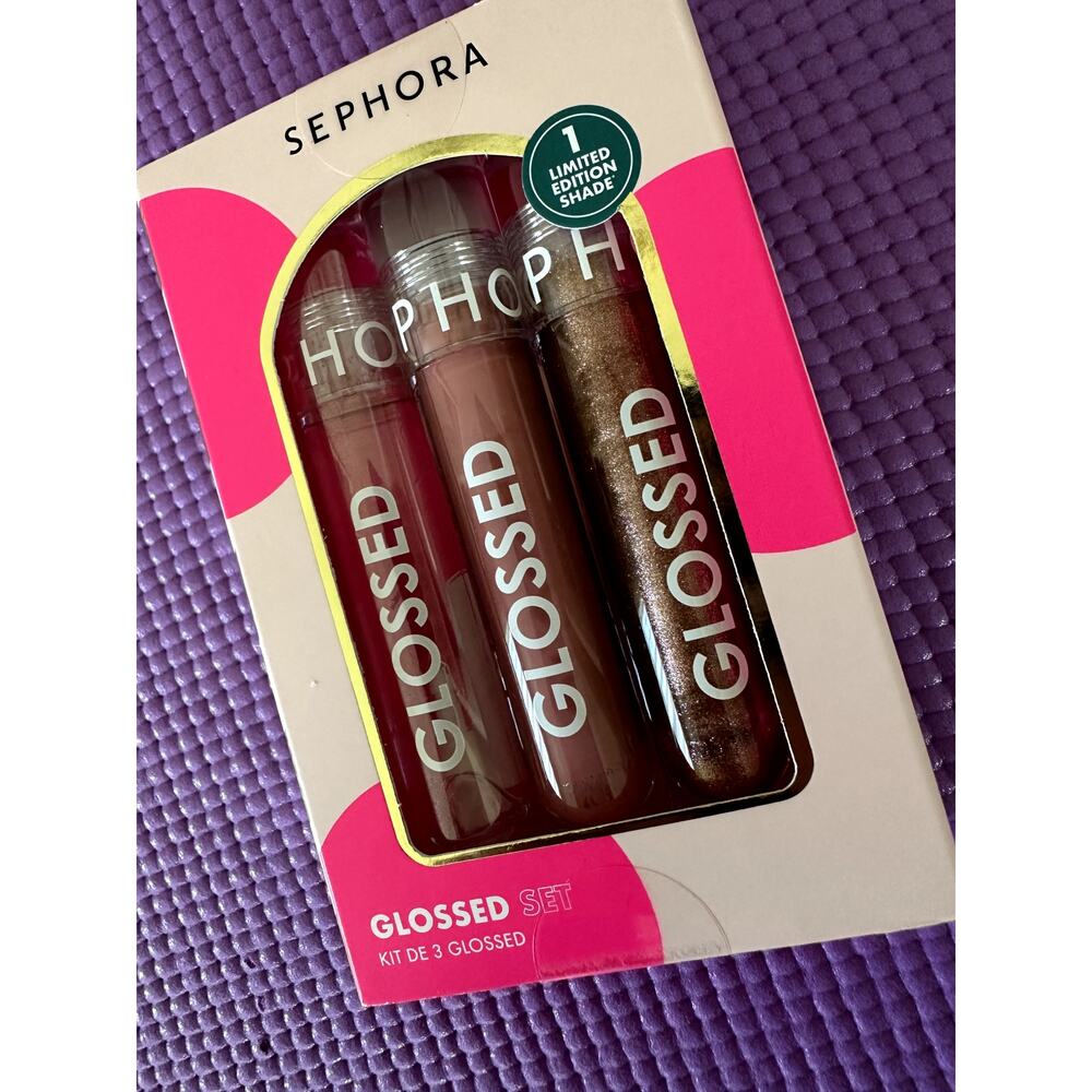 Sephora 3 Glossed Set Lip Gloss Set NEW 01 Boss, 165 Iconic, 100 Busy, nonsticky